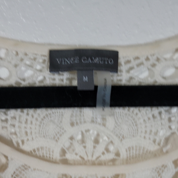 Vince Camuto Lace Crochet Top Size M Ivory White Boho Y2K Sleeveless Open Knit - Picture 5 of 10